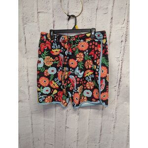 Vissla Men’s Board Shorts Sz 36 Blue Floral Upcycled palm frans‎ Swim Trunks EUC